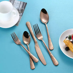Conjunto de Talheres em Aço Inoxidável Preto Fosco com Relevo Luxo