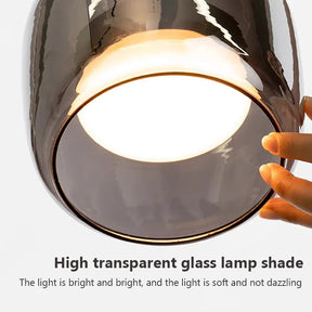 Luminária Nórdica Pendente de Vidro Fumê Luxo