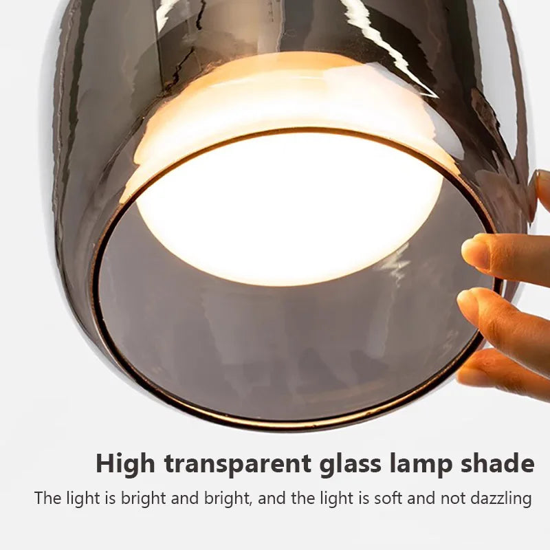 Luminária Nórdica Pendente de Vidro Fumê Luxo