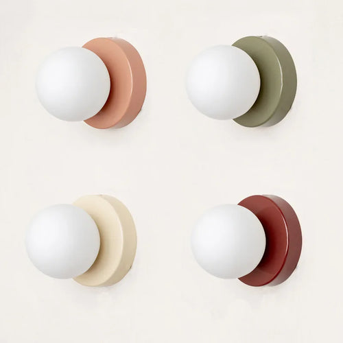 Arandela LED Minimalista Globo de Vidro Colorido para Parede Bivolt Solei