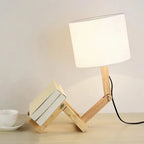 Luminaria de Mesa Articulada em Madeira com LED Formato Robo Nordic