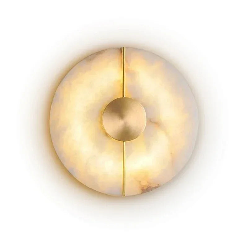 Arandela de Parede Redonda Alabastro Espanhol LED Branco Quente 20cm Lua Nova