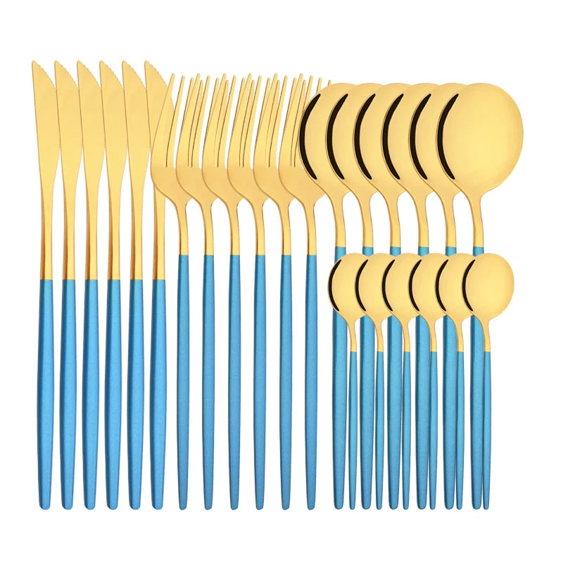 Conjunto de Talheres Lavanda Gold – 24 Peças com Toque Pastel