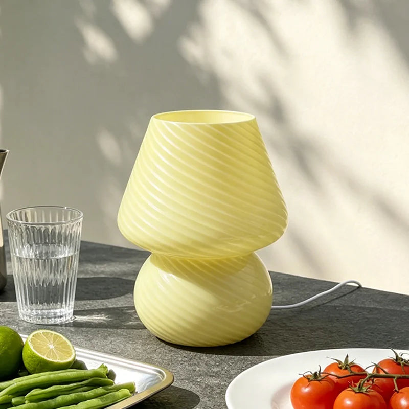 Mushroom-Shaped Glass Table Lamp