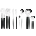 Conjunto de Talheres Dourados Inox 24 Peças Luxo