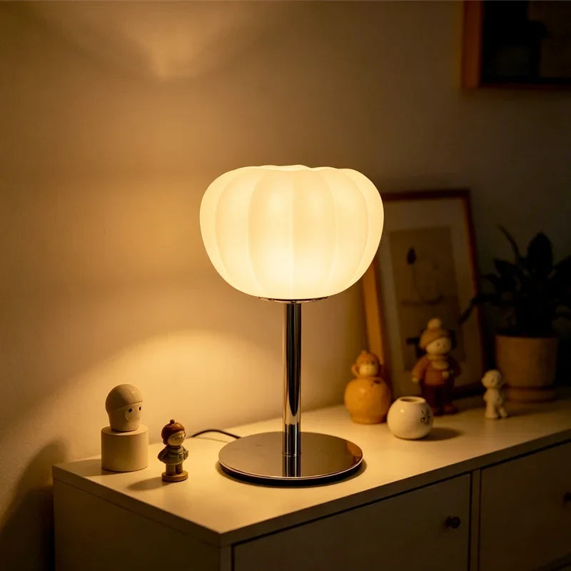 Pumpkin Shaped Frosted Glass Table Lamp