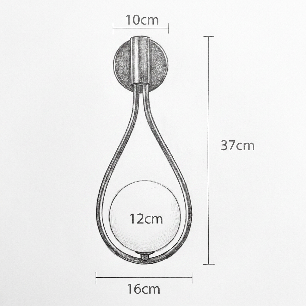 Arandela Gota D'Água Globo Vidro Fosco 37cm
