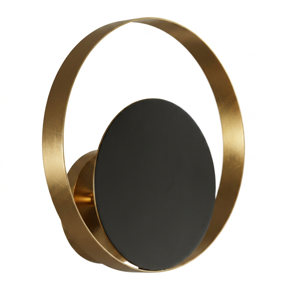 Arandela Orbital Aro Duplo Ouro Envelhecido 25cm