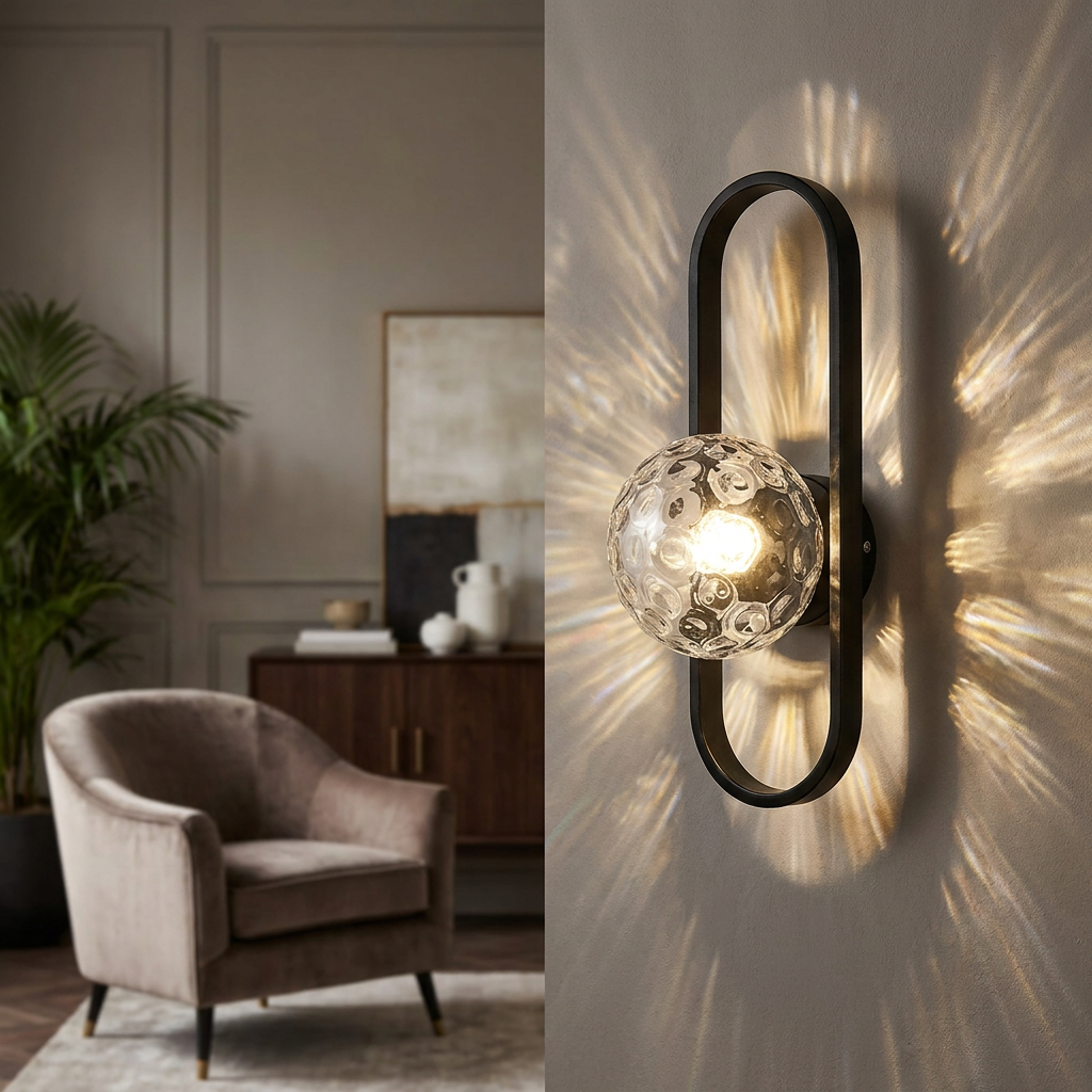 Arandela Oval Cristal Facetado Bidirecional 40cm