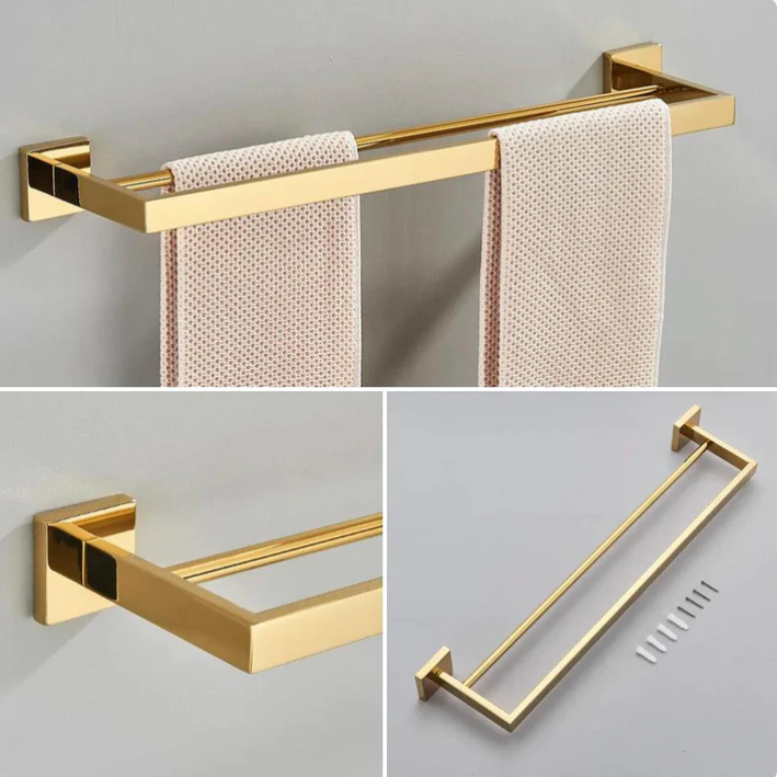 Kit Acessorios para Banheiro Dourado Inox 304 Ouro Polido 4 Pecas Imperial