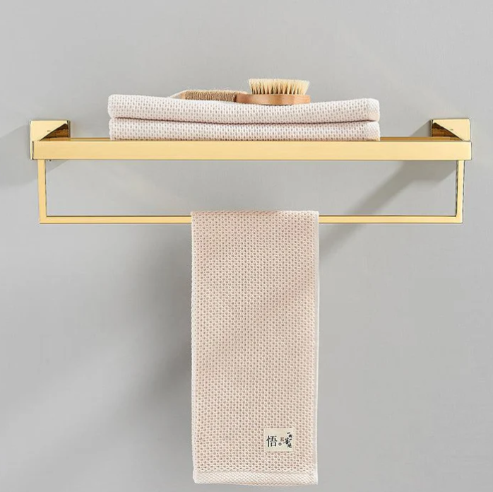 Toalheiro Luxo Conjunto Imperial - Acabamento Ouro Polido