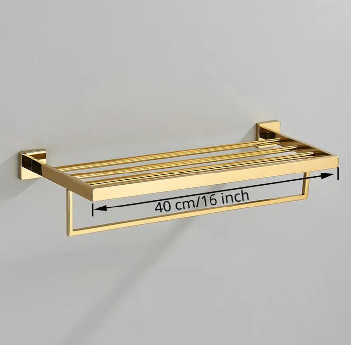 Kit Acessorios para Banheiro Dourado Inox 304 Ouro Polido 4 Pecas Imperial
