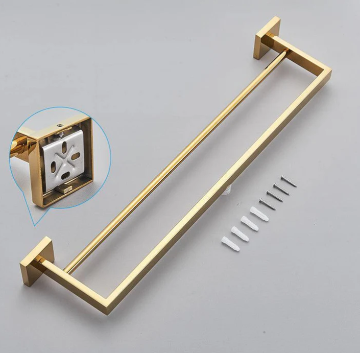 Kit Acessorios para Banheiro Dourado Inox 304 Ouro Polido 4 Pecas Imperial