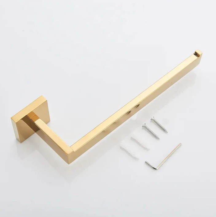 Kit Acessorios para Banheiro Dourado Inox 304 Ouro Polido 4 Pecas Imperial