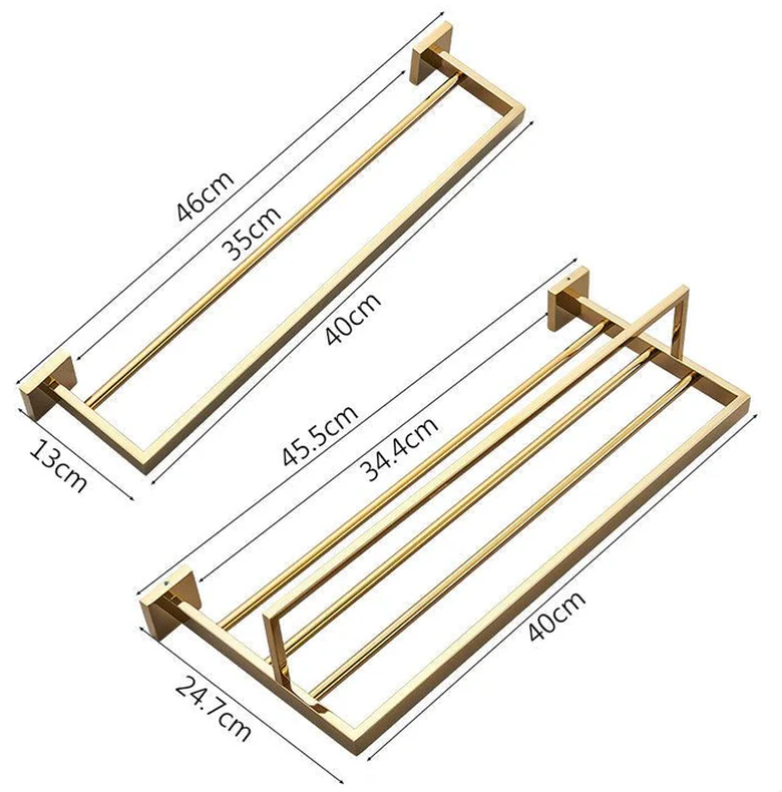 Toalheiro Luxo Conjunto Imperial - Acabamento Ouro Polido