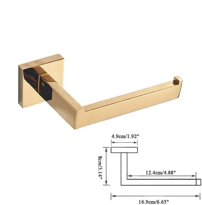 Kit Acessorios para Banheiro Dourado Inox 304 Ouro Polido 4 Pecas Imperial