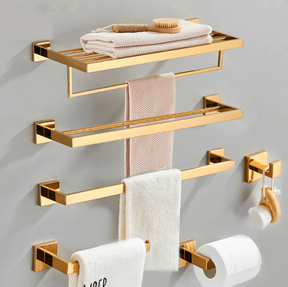 Toalheiro Luxo Conjunto Imperial - Acabamento Ouro Polido