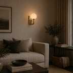 Alabaster Globe Wall Light — Antique Brass