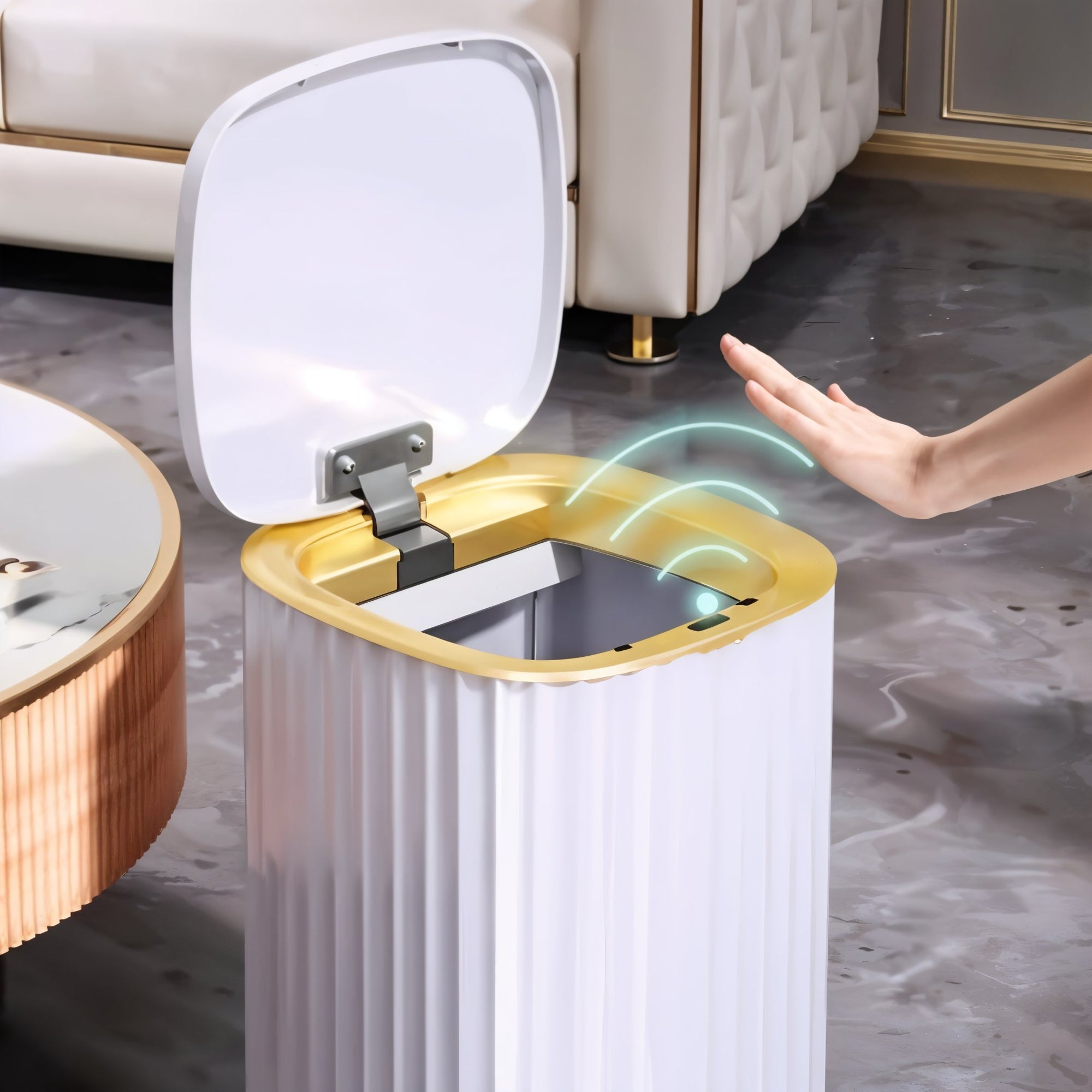 Lixeira Automatica de Banheiro com Sensor de Aproximacao em Plastico ABS Onda