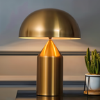 Luminária Dome Lux – Design Escultórico em Dourado Metálico