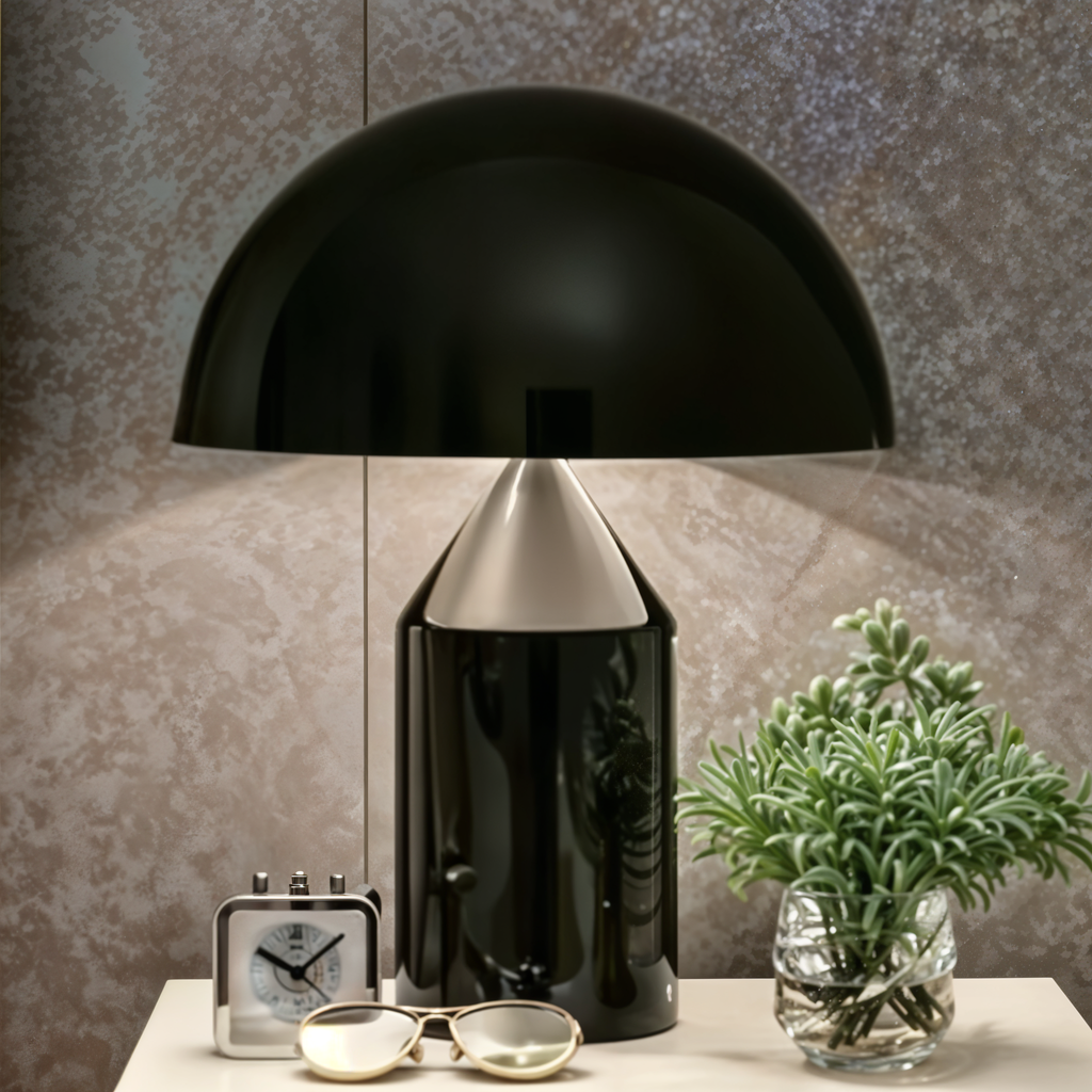 Luminária Dome Lux – Design Escultórico em Dourado Metálico