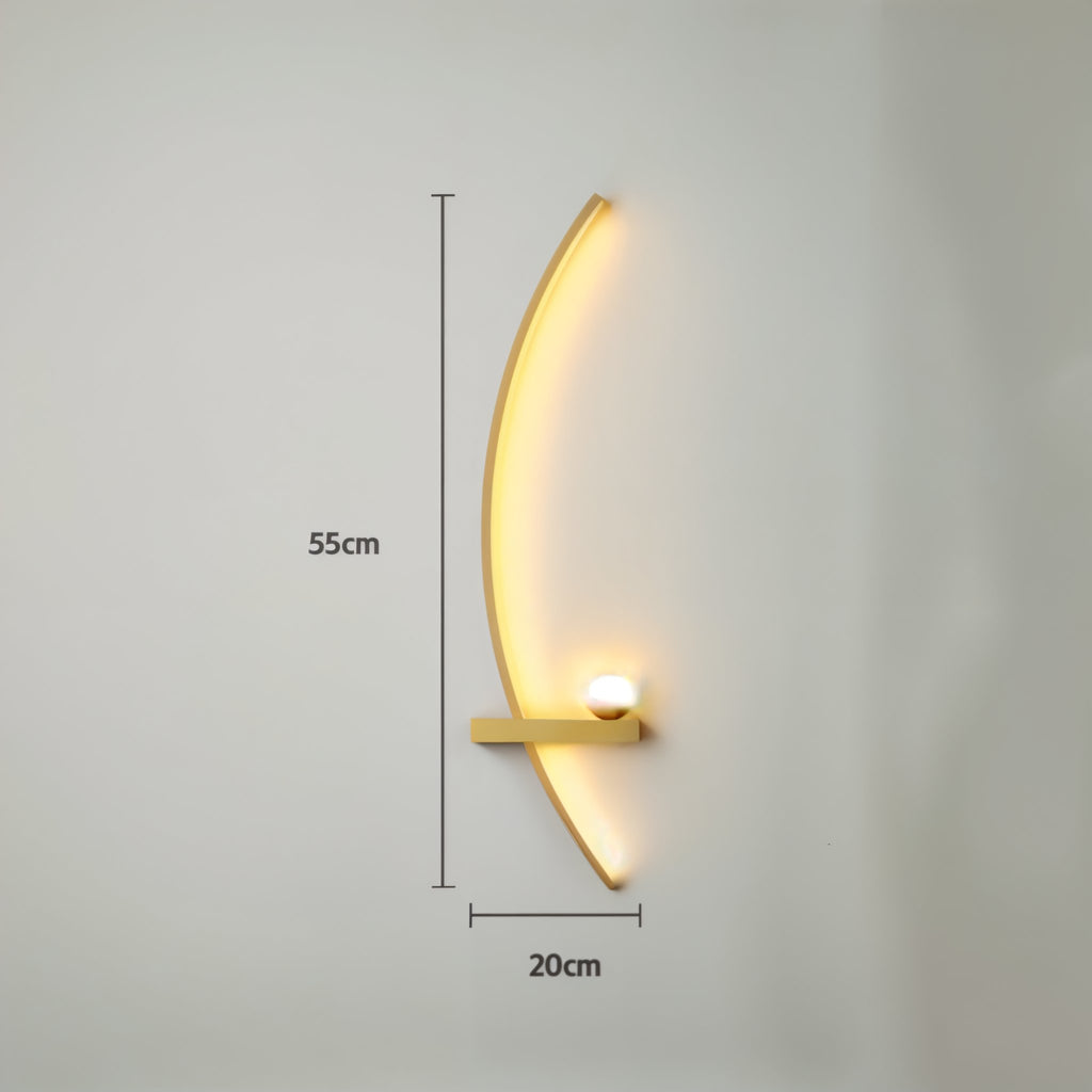 Arandela LED Curva Minimalista para Cabeceira 55cm