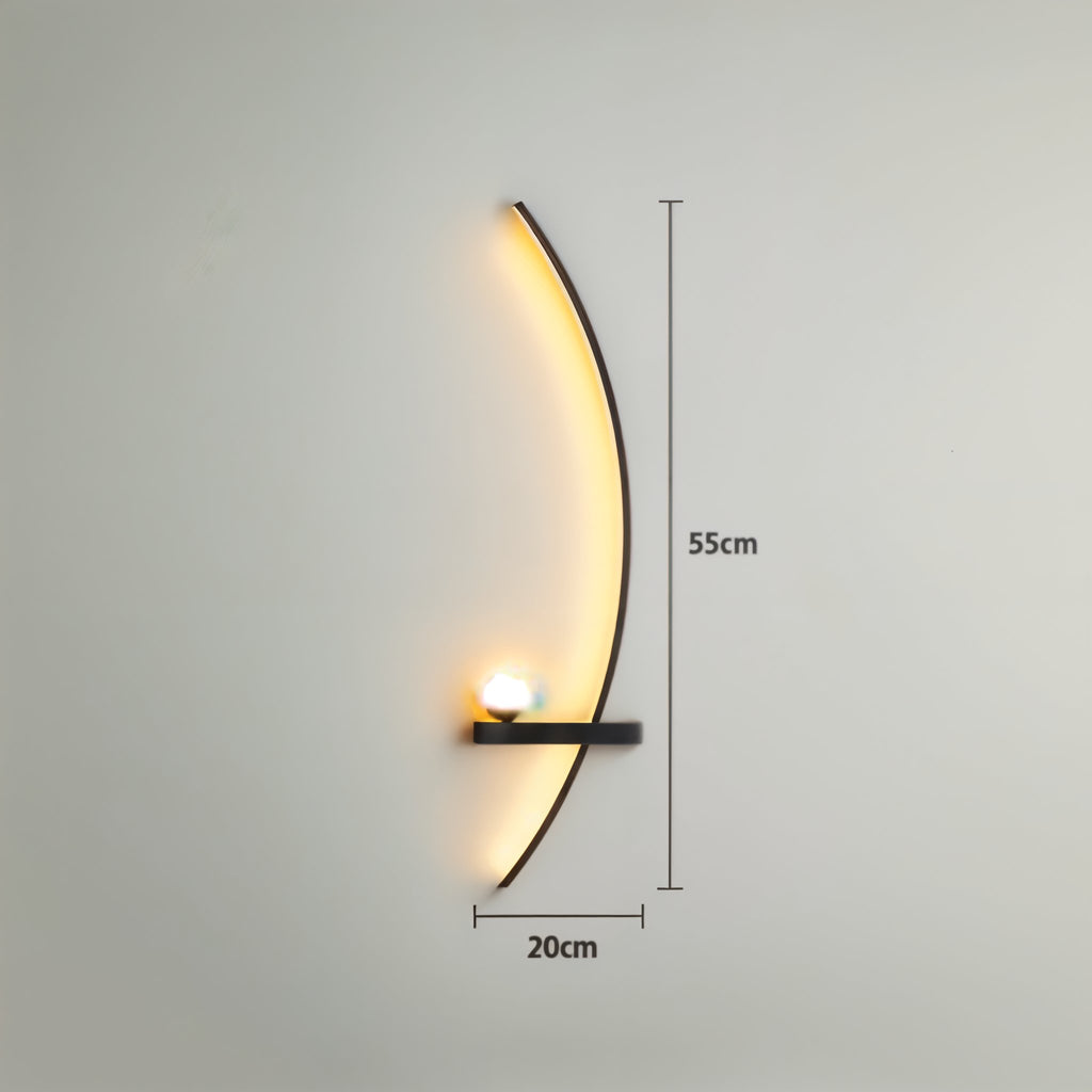 Arandela LED Curva Minimalista para Cabeceira 55cm
