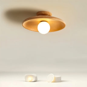 Luminária de Teto de Madeira Estilo Nórdico Redonda
