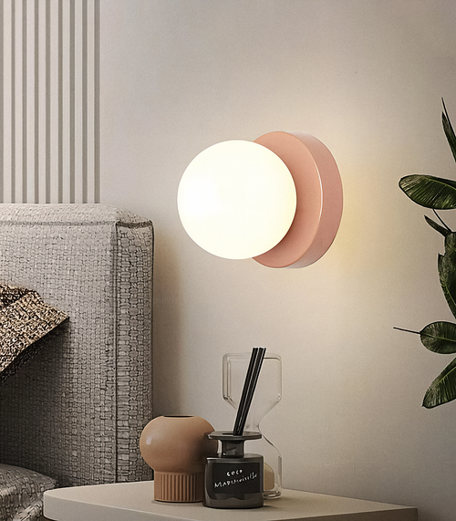 Arandela LED Minimalista Globo de Vidro Colorido para Parede Bivolt Solei