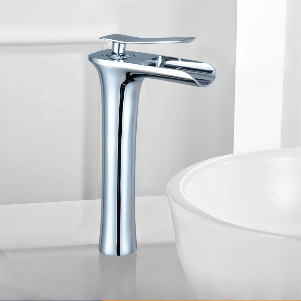 Torneira Cascata para Banheiro Monocomando com Valvula Ceramica em Metal Elegance