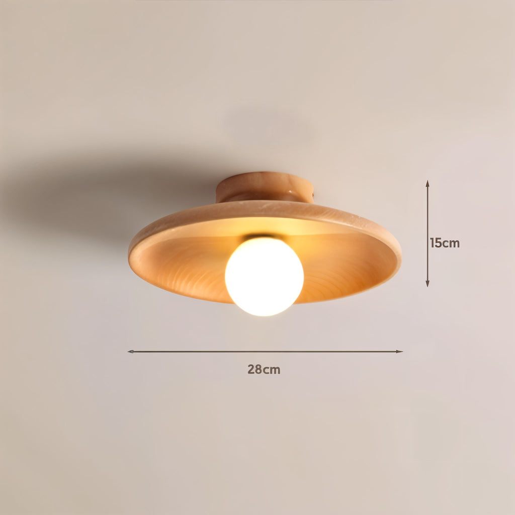 Luminaria de Teto Redonda em Madeira Natural Soquete E27 Estilo Nordico Havn