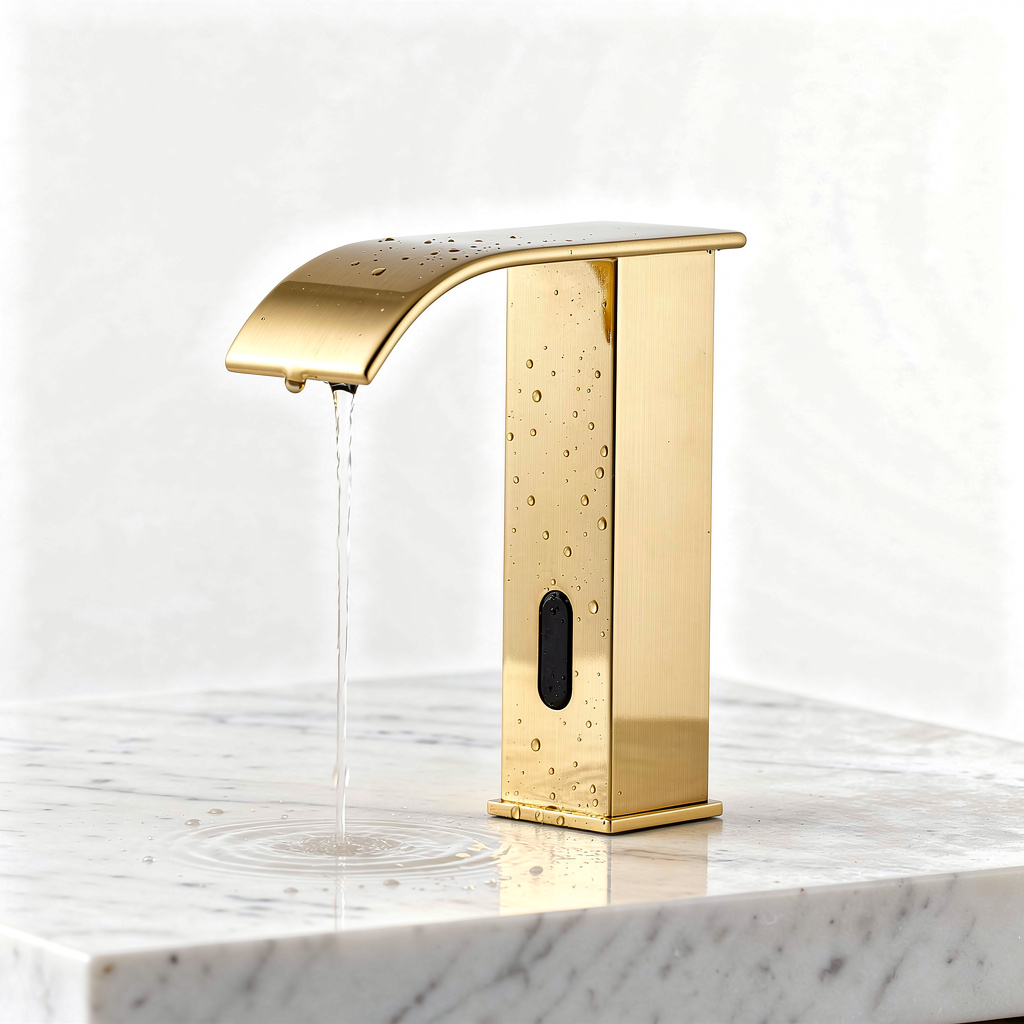 Torneira Cascata para Banheiro com Sensor Automático em Metal Escovado Evora