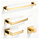 Kit Acessorios para Banheiro Dourado Inox 304 Ouro Polido 4 Pecas Imperial