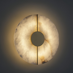 Arandela de Parede Redonda Alabastro Espanhol LED Branco Quente 20cm Lua Nova
