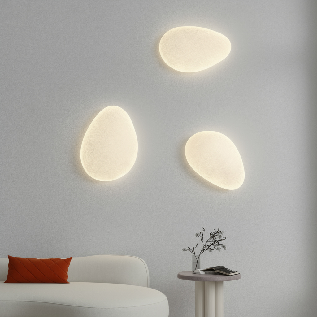 Arandela de Parede Pedra Organica Luz Quente LED Fosca 3 Tons Forma