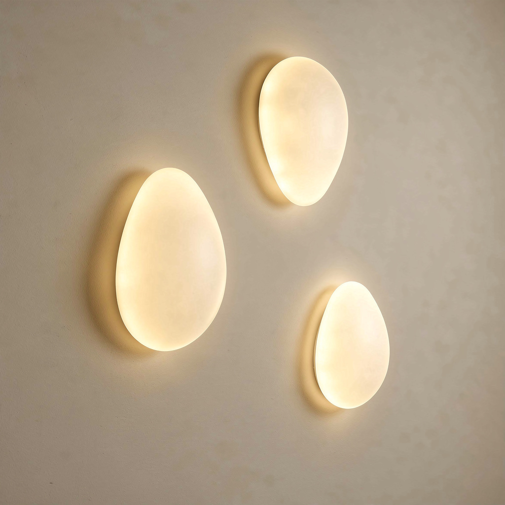 Arandela de Parede Pedra Organica Luz Quente LED Fosca 3 Tons Forma