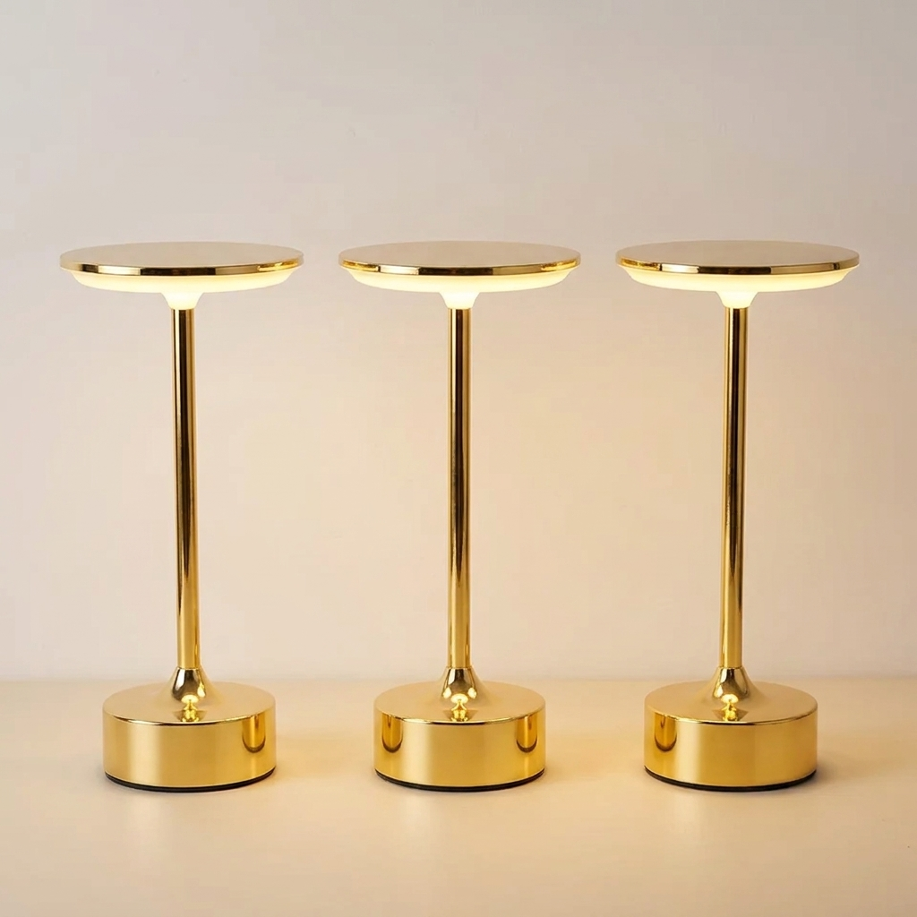 Cordless Table Lamp, Rechargeable LED Bedside Lamp with Touch Dimming, USB-C, Gold, Rose Gold, Silver or Black