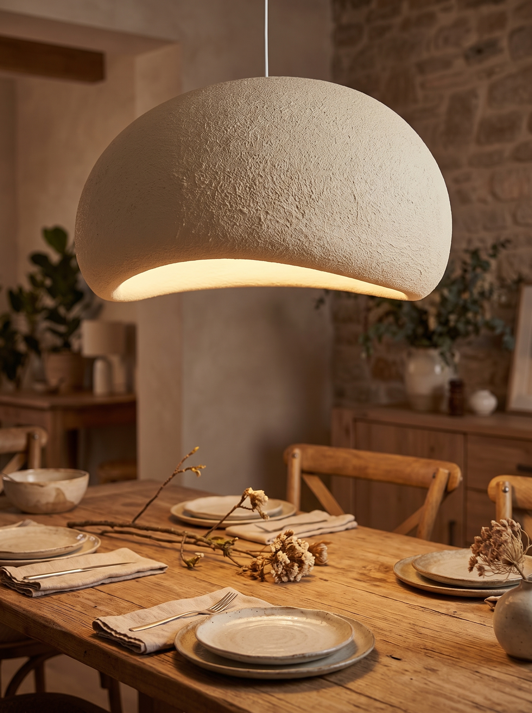 Pendente Oval Nordico Wabi-Sabi lifestyle sala de jantar