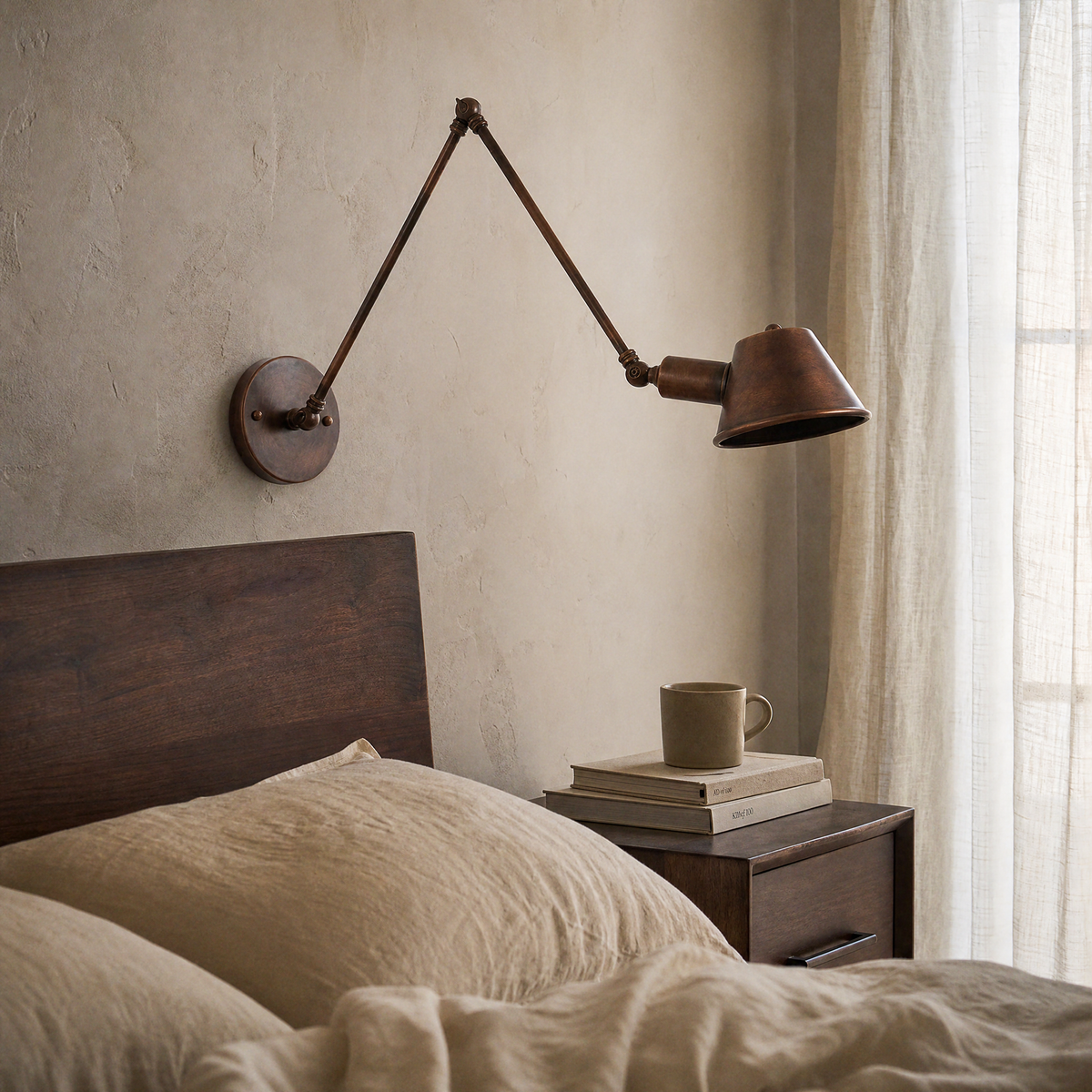 Arandela de Parede Articulada Braço Longo 40cm Industrial Ferro Atelier