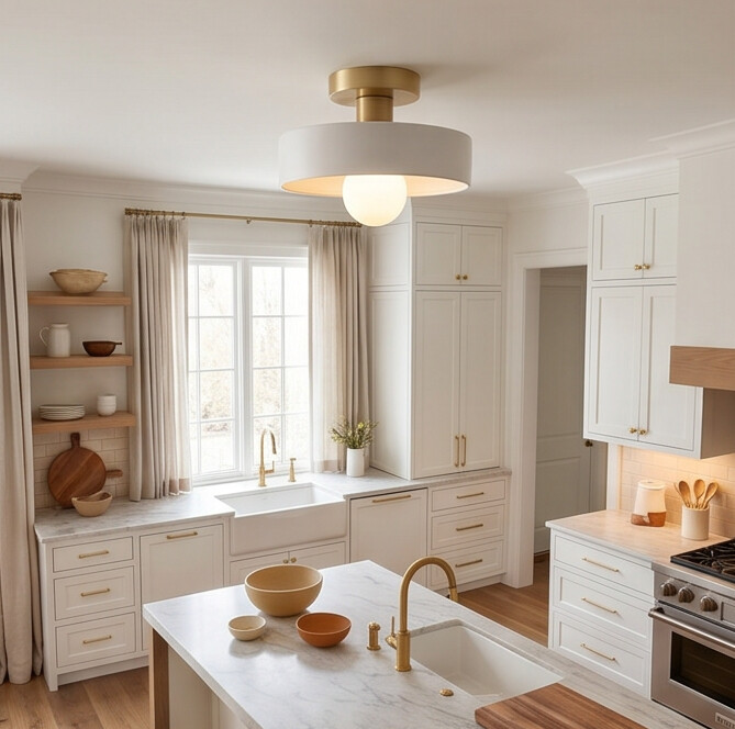 Plafon Nórdico Vidro com Globo Dourado