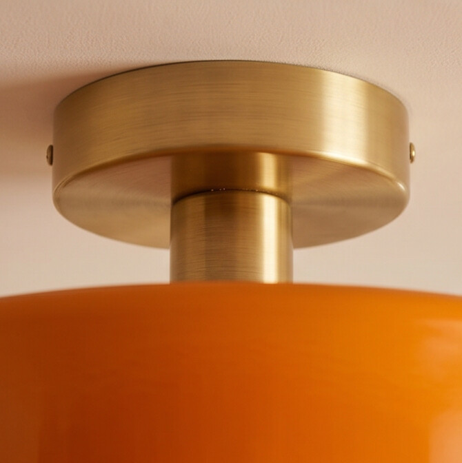 Plafon Nórdico Vidro com Globo Dourado