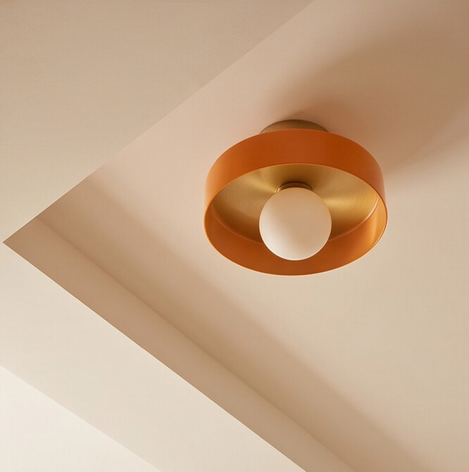 Plafon Nórdico Vidro com Globo Dourado