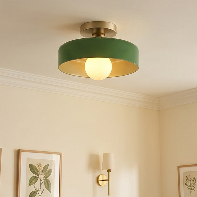 Plafon Nórdico Vidro com Globo Dourado