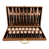 Faqueiro 36 Pecas Aco Inoxidavel com Acabamento Bronze Ergonomico Mesa Posta Classica Douro
