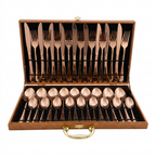 Faqueiro 36 Pecas Aco Inoxidavel com Acabamento Bronze Ergonomico Mesa Posta Classica Douro