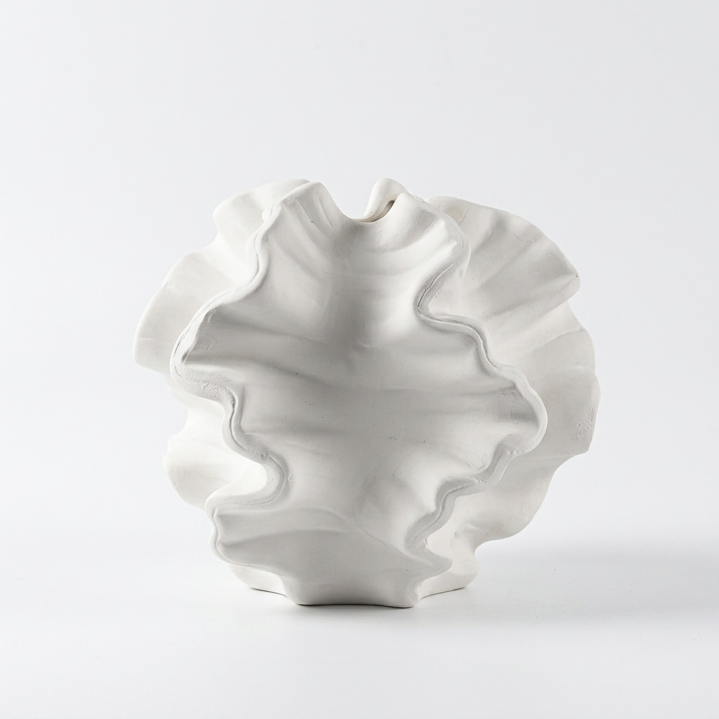 Vaso Decorativo de Ceramica com Acabamento Texturizado Forma Organica 17cm para Mesa Recife