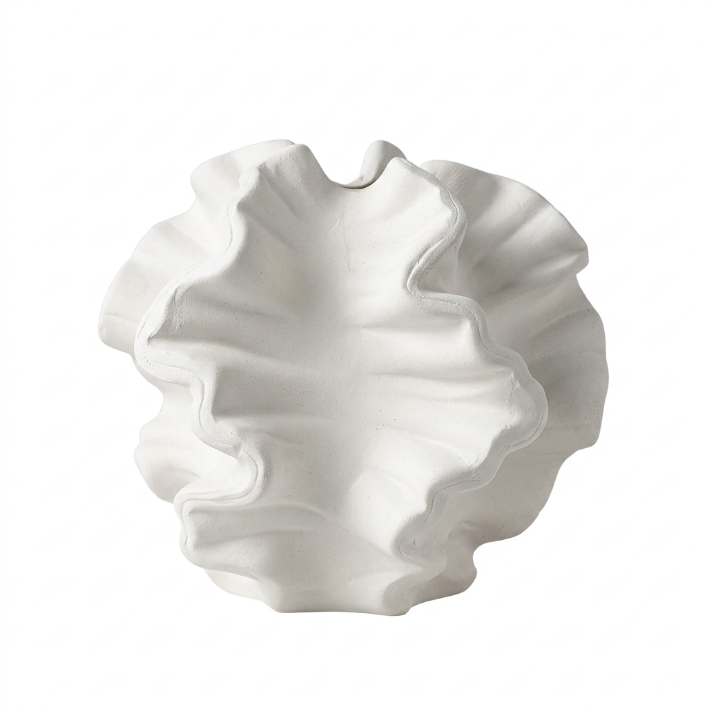 Vaso Decorativo de Ceramica com Acabamento Texturizado Forma Organica 17cm para Mesa Recife
