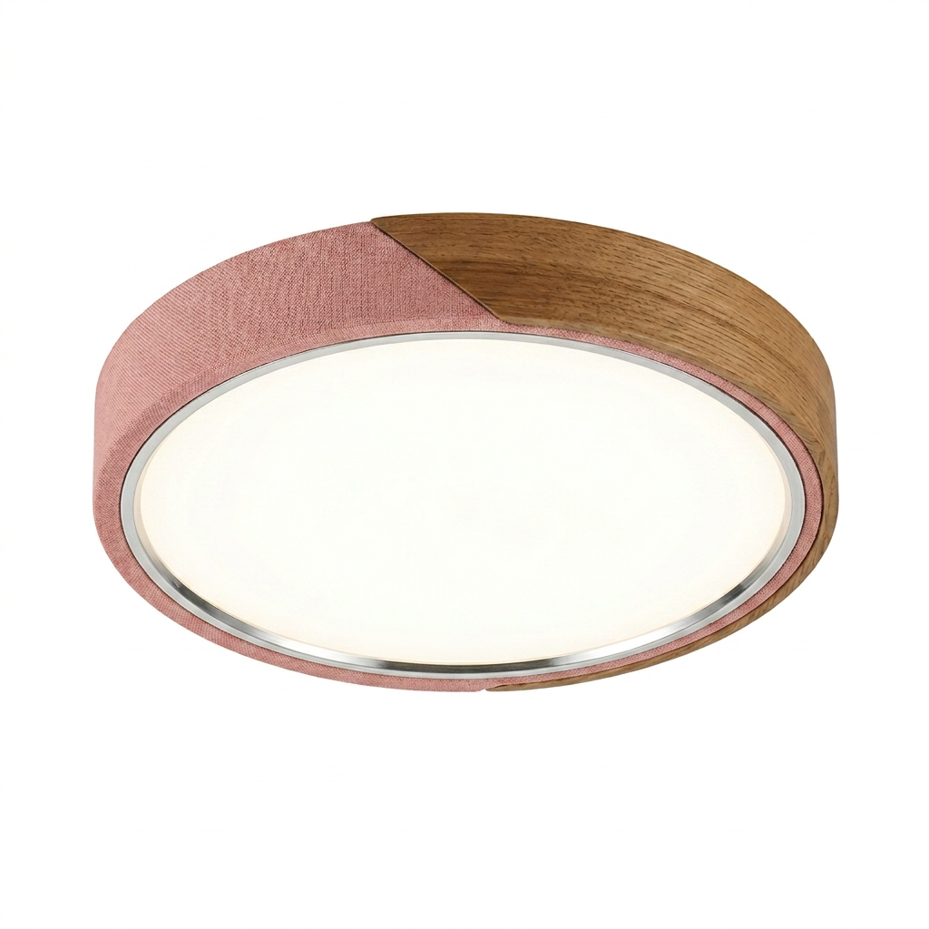 Plafon LED Sobrepor Madeira Redondo Ultrafino 5cm Corpo em Metal Dimerizavel 3 Tons