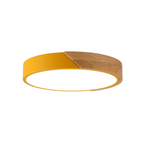 Plafon LED Sobrepor Madeira Redondo Ultrafino 5cm Corpo em Metal Dimerizavel 3 Tons