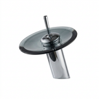 Torneira Cascata de Vidro e Metal Cromado para Banheiro Furo Unico Laton Soleil